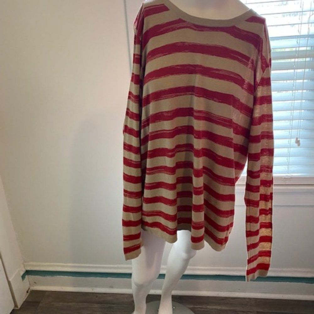 Michael Kors Tan/Rust stripe top, size 3X